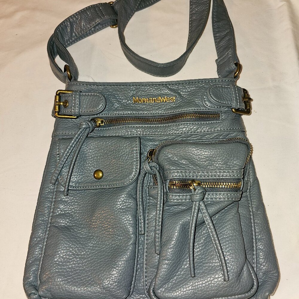 Montana West - Blueish Gray Leather Satchel